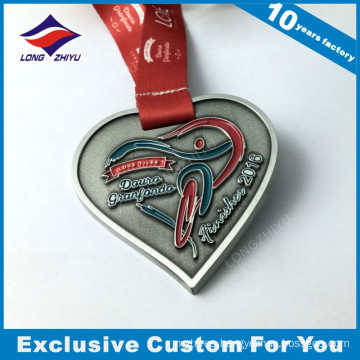 Heart Shape Nickle Plated Race Medal